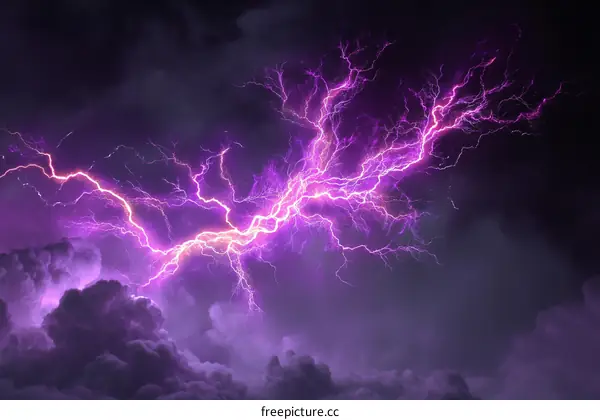 Dramatic Lightning Storm in Dark Clouds