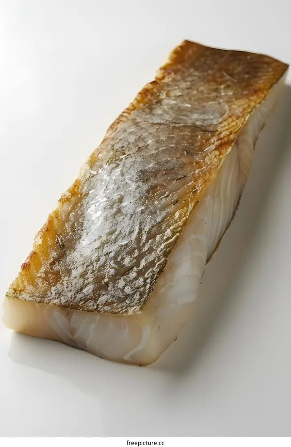 Grilled Cod Fillet on White Background