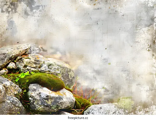 Vintage Texture with Moss and Rocks
