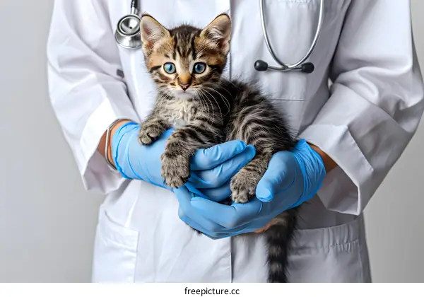 Veterinarian Holding a Cute Kitten