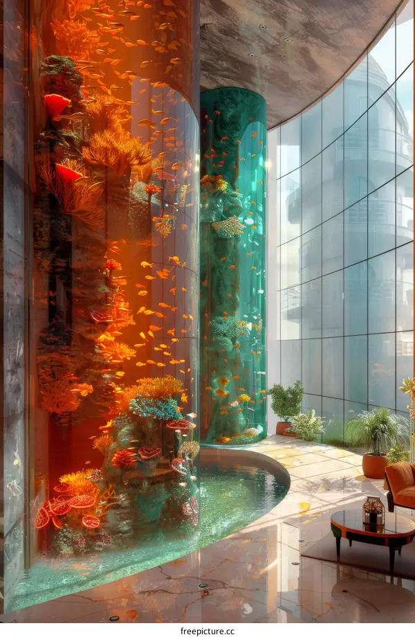 Aquatic Paradise: Indoor Aquarium Brimming with Marine Life