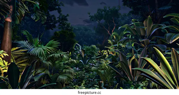 Dark Lush Tropical Jungle Night