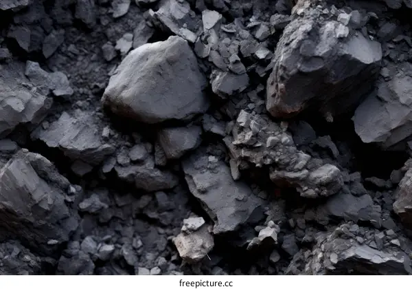 Dark gray anthracite coal in a pile