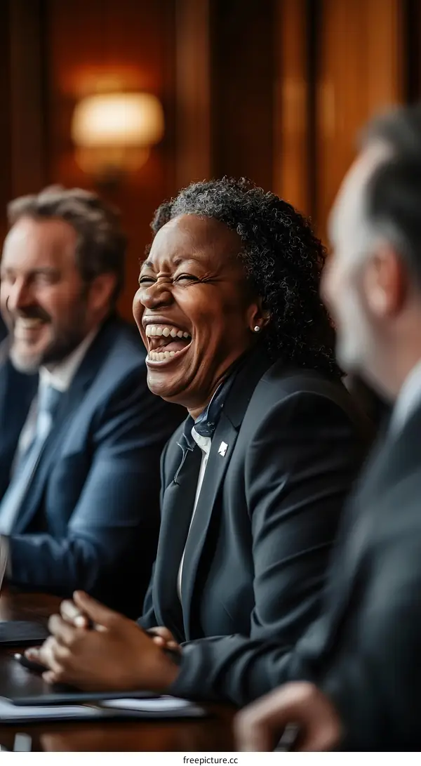 Smiling Businesswoman During Meeting