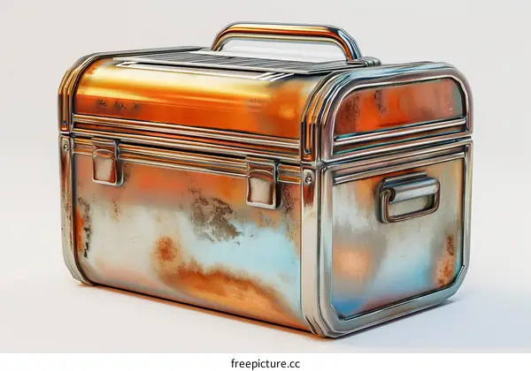 rusty metal case with handle