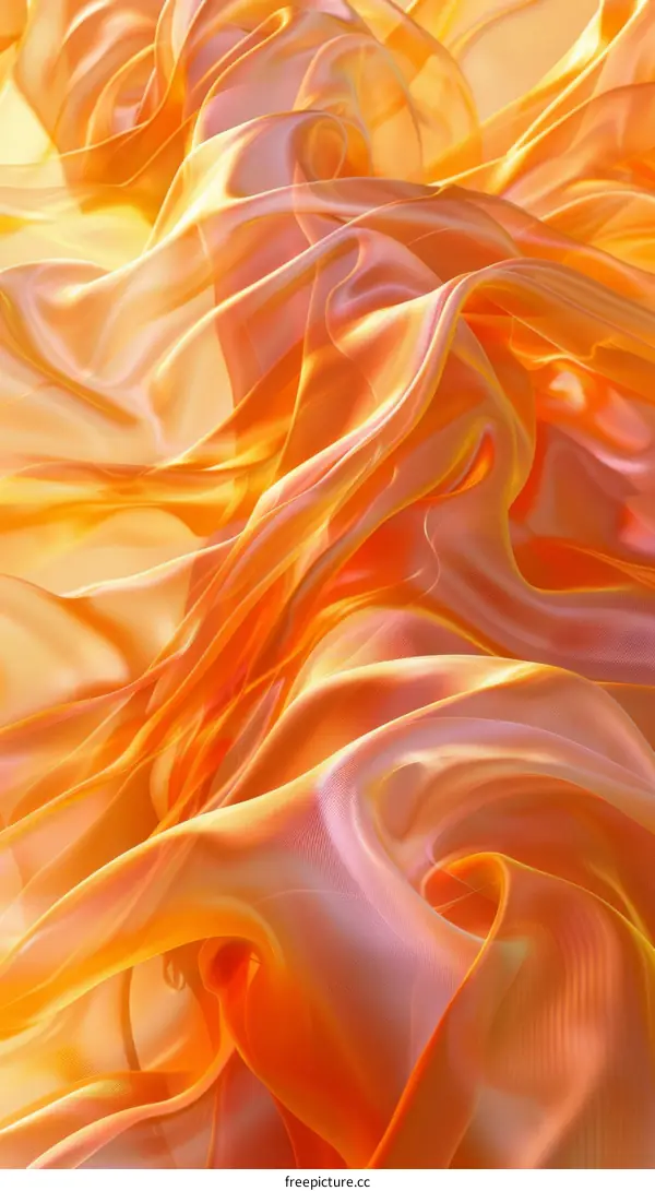 Abstract Orange Silk Fabric Flowing