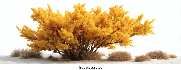 Autumn Yellow Bush in a Field