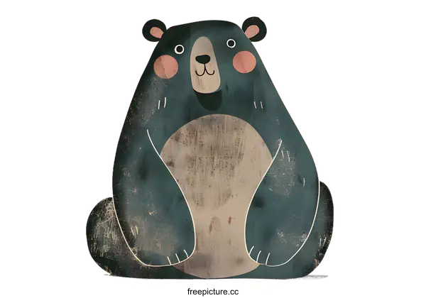 [Transparent Background PNG]Cute Cartoon Bear Illustration with a Grungy Texture
