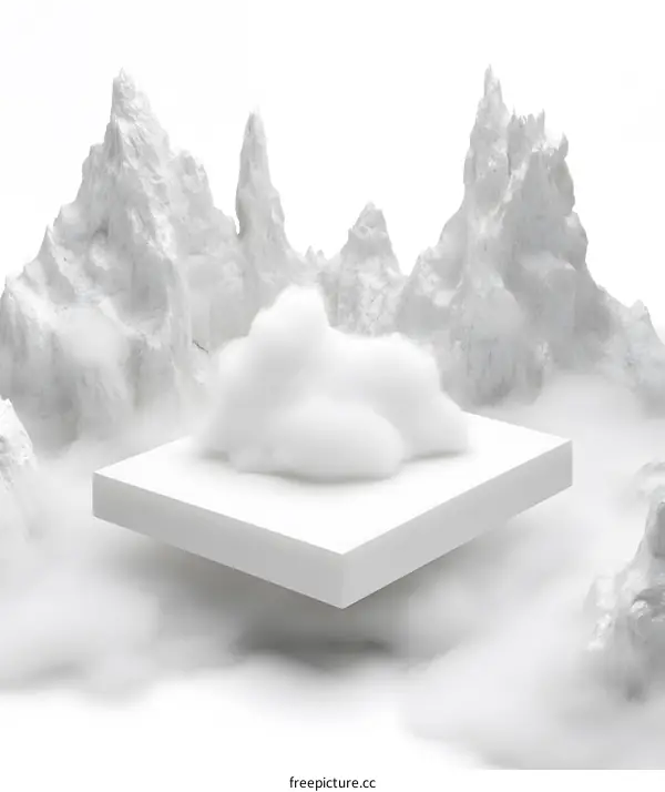 White Platform in a Cloud Mountain Landscape