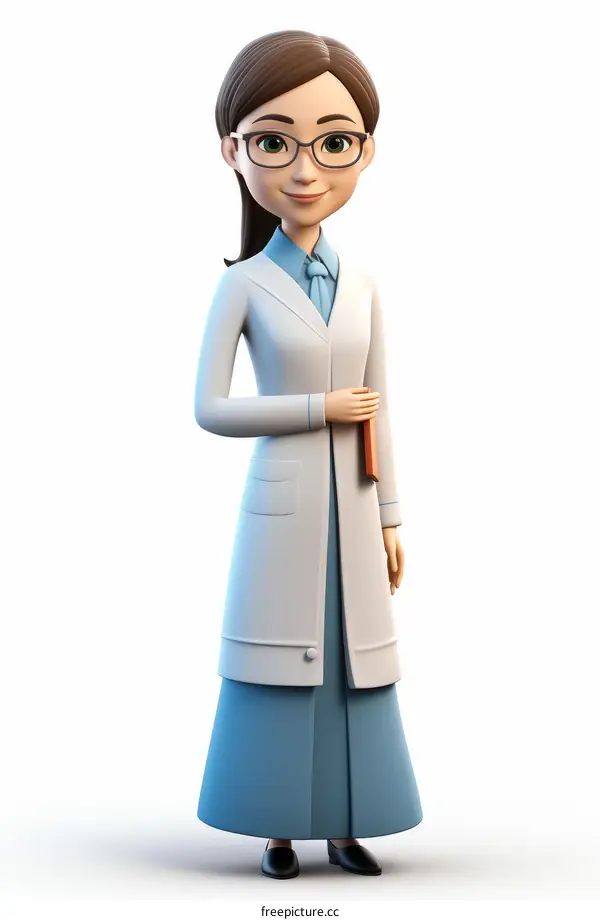 3D illustration of a female doctor in a lab coat