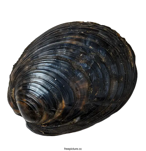 [Transparent Background PNG]Black Mussel Shell on White Background