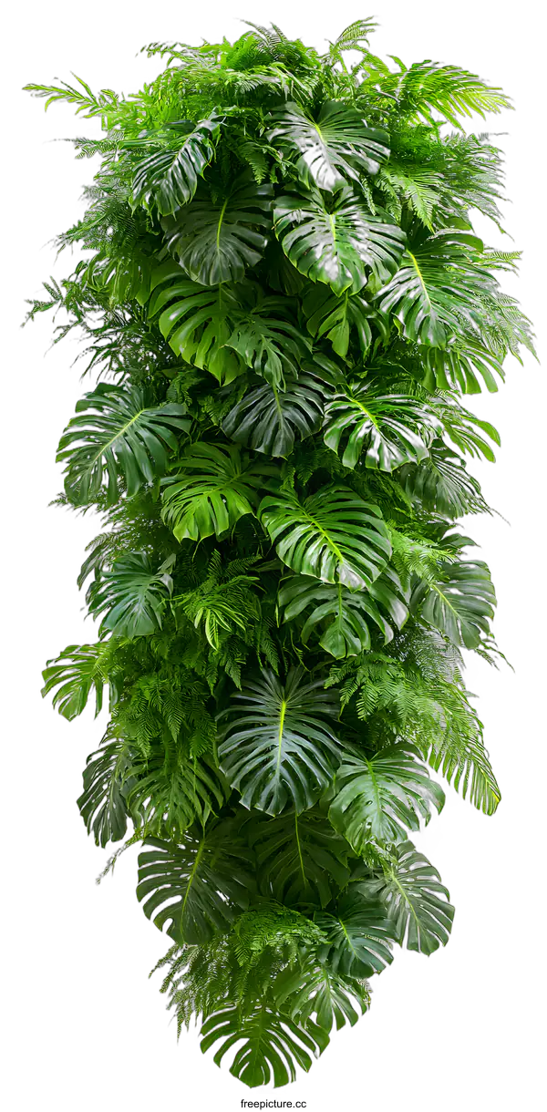 [Transparent Background PNG]Green Leaf Wall Decor Tropical Plants Background