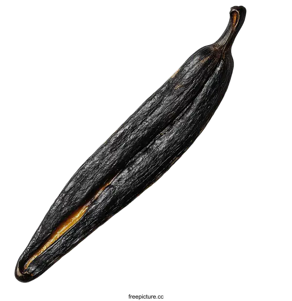 [Transparent Background PNG]Close Up of a Dried Vanilla Bean