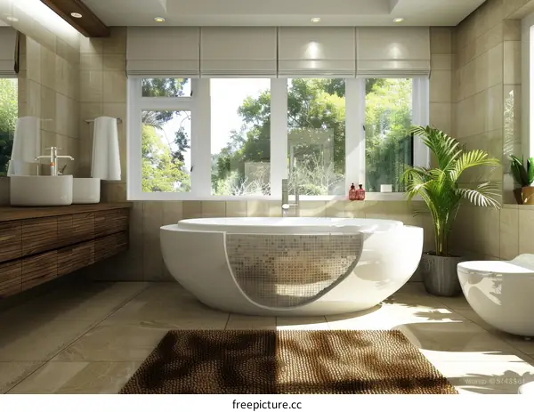 Modern Luxury Bathroom with Unique Bathtub Design