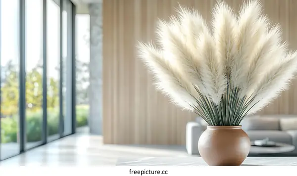 Modern Interior Design with Decorative Grass
