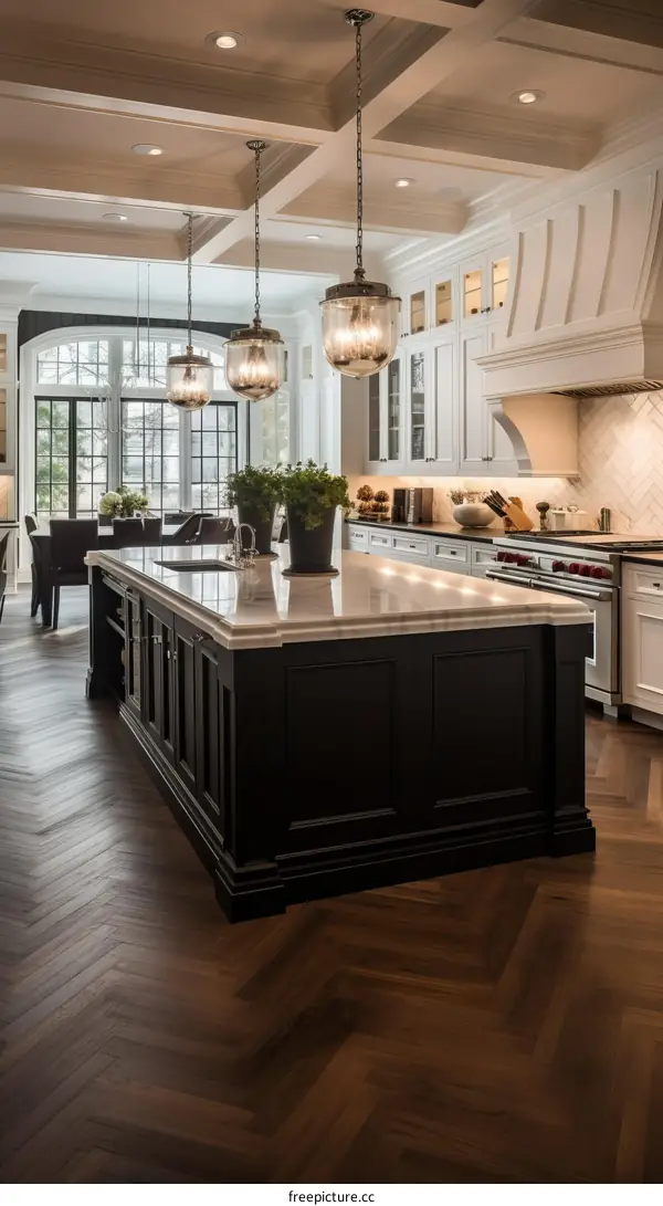 Large kitchen island with seating and storage