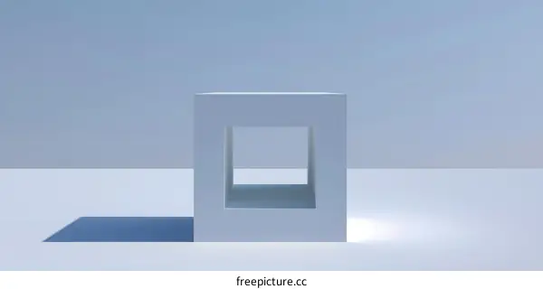 Abstract Minimalist White Cube With Window