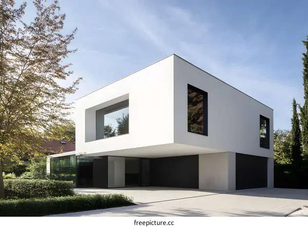Modern White House with Large Windows