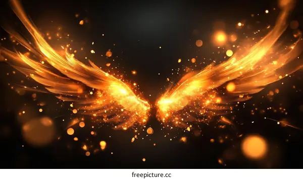 Abstract Fiery Wings of Light