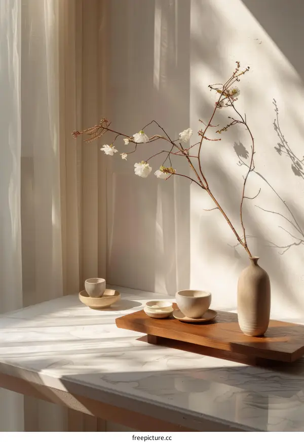 Still life with Japanese cherry blossoms