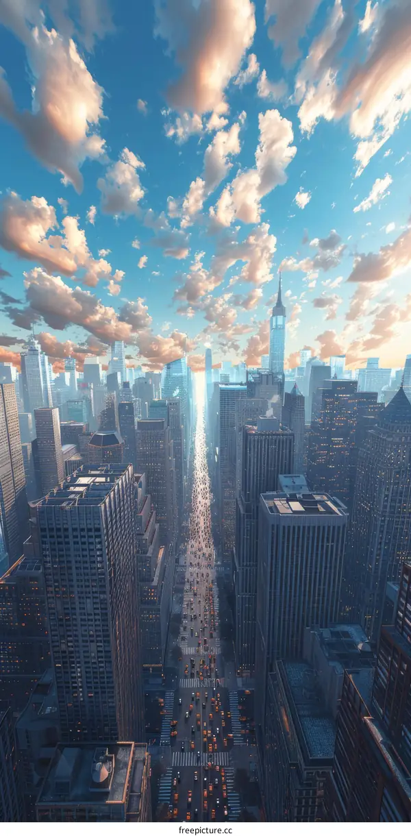 Aerial View of a Cityscape with Many People