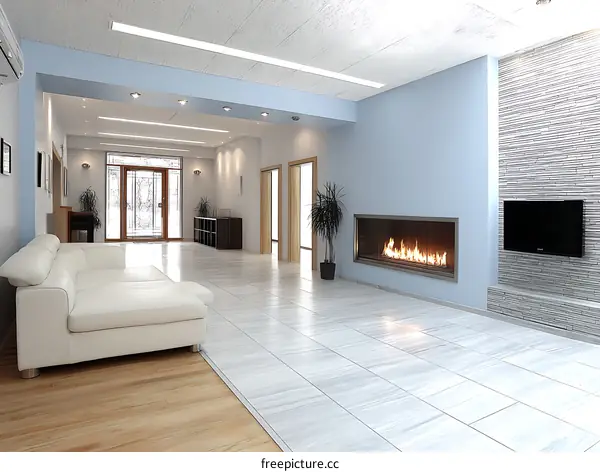 Modern Interior Design Living Room with Fireplace