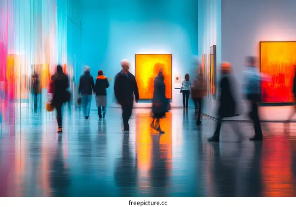 Art Museum Gallery Filled with People