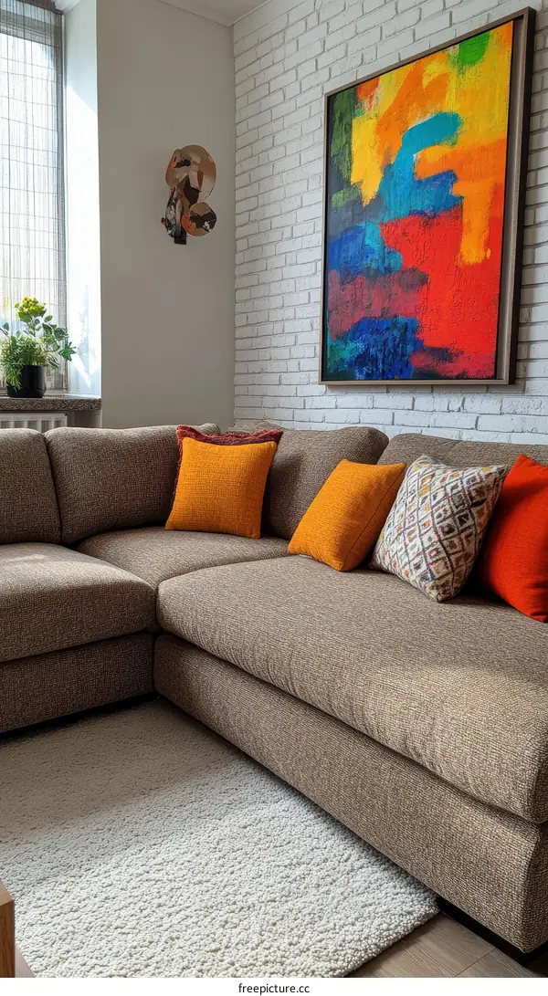 Modern Living Room with Abstract Art