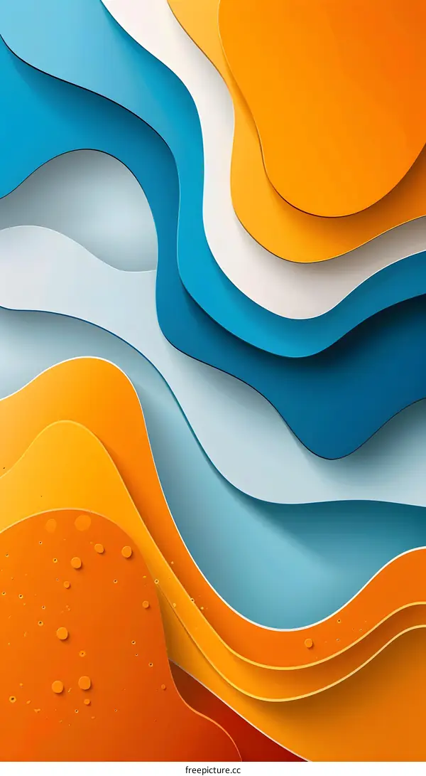 Blue and orange abstract waves background
