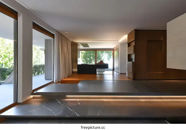 Modern Interior Design with Grey Marble Stairs