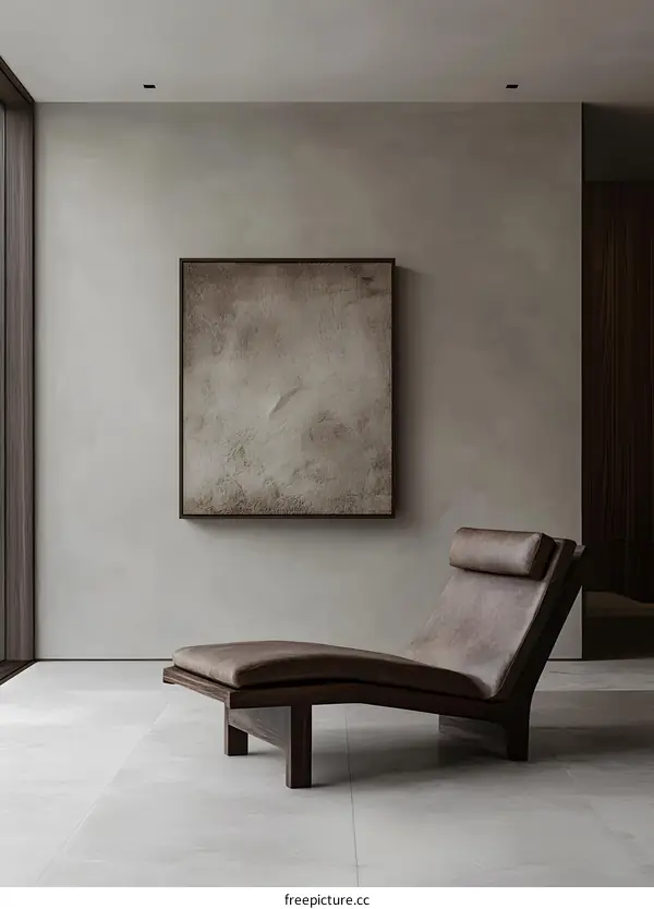 Modern Minimalist Interior Design with Chaise Lounge and Abstract Art