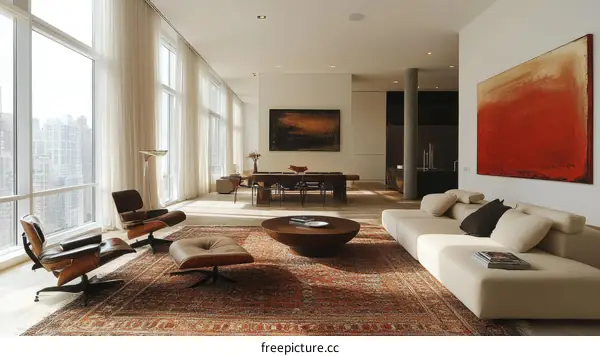 Modern Minimalist Penthouse Living Room Interior