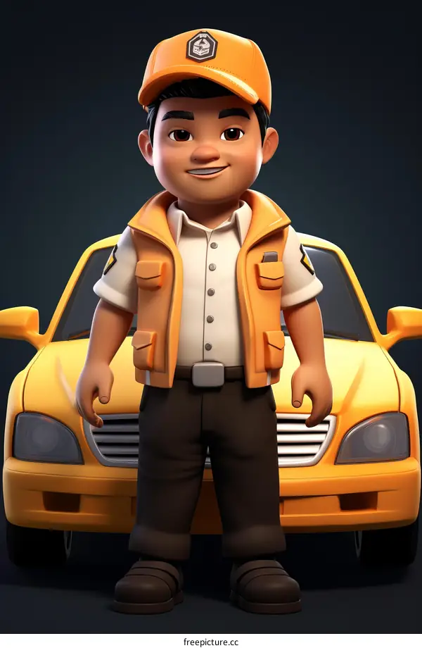 Friendly Taxi Driver Illustration