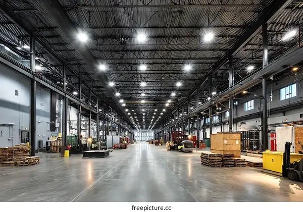 Large Industrial Warehouse Interior with Storage