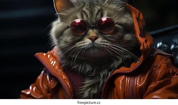 A Cool Cat Wearing Sunglasses and a Leather Jacket