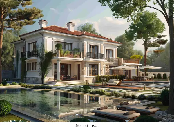 Luxurious House with Pool and Landscape Garden