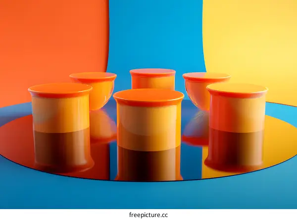 Abstract Background with Orange and Yellow Cylinders