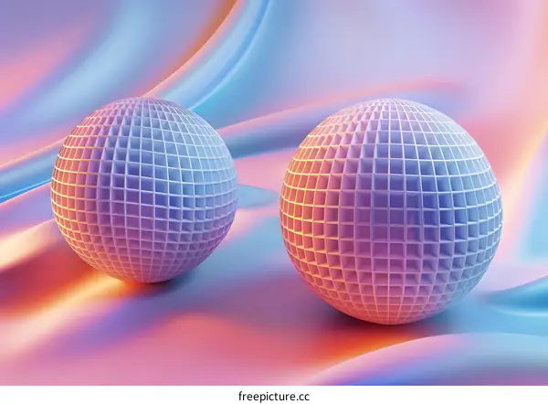 Two Spheres on Colorful Background