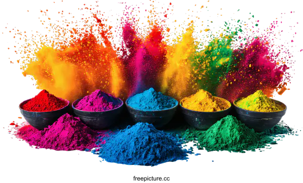 [Transparent Background PNG]Colorful Holi Powder Explosion on White Background