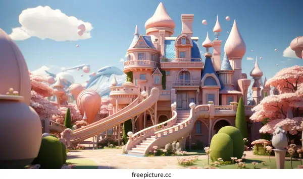 Pink Palace in a Dreamlike World
