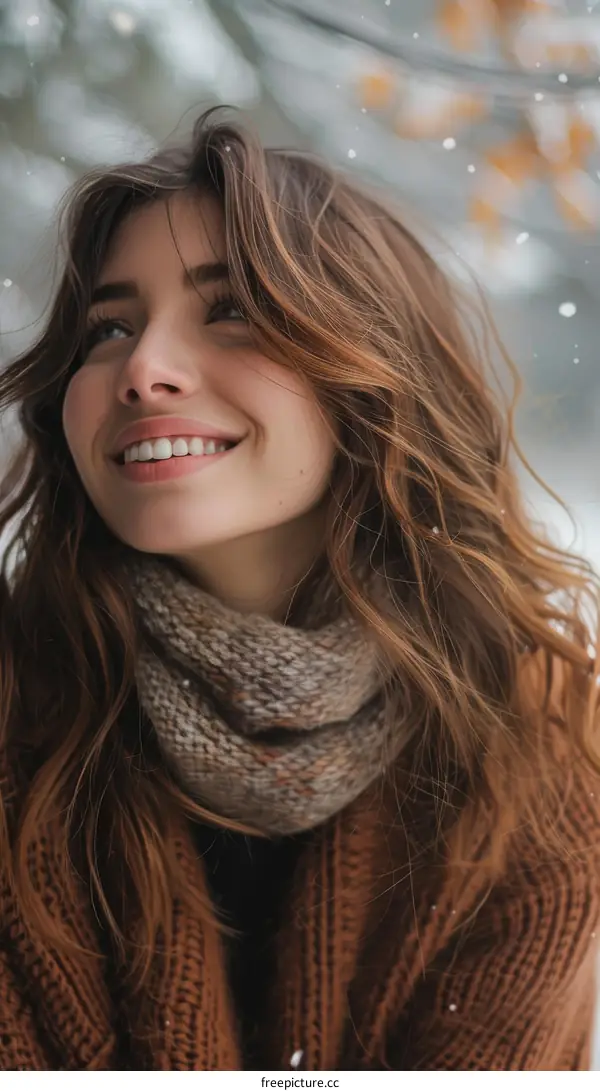 Winter Wonderland Woman Wearing a Knitted Scarf