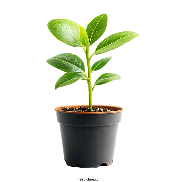 [Transparent Background PNG]Small Plant in a Pot Against a White Background