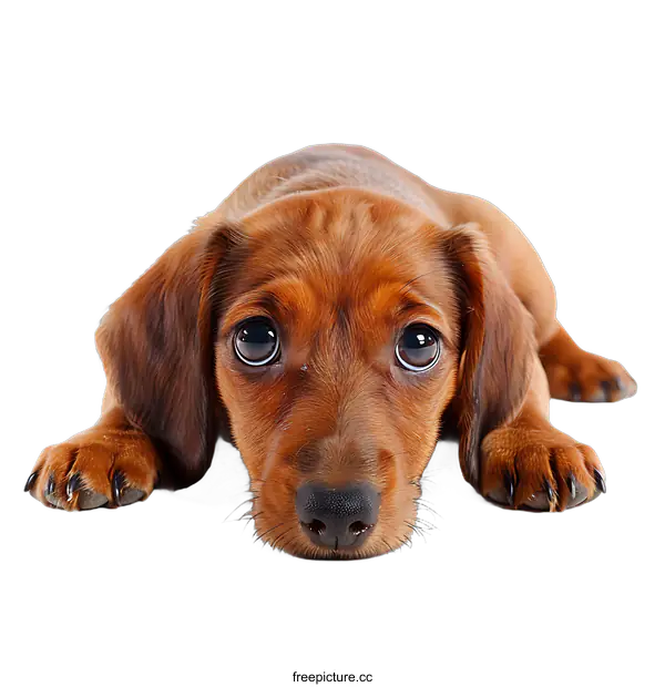[Transparent Background PNG]Close up of a Brown Dachshund Puppy