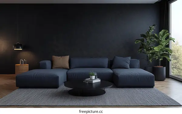 Dark Modern Living Room Interior Design