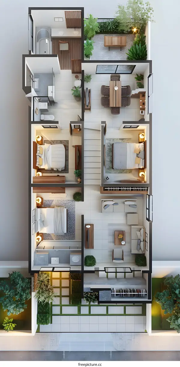 3-storey modern house interior design效果图