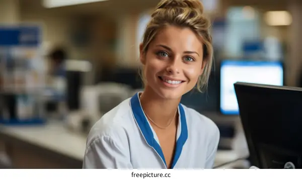 Portrait of a beautiful young female pharmacist smiling