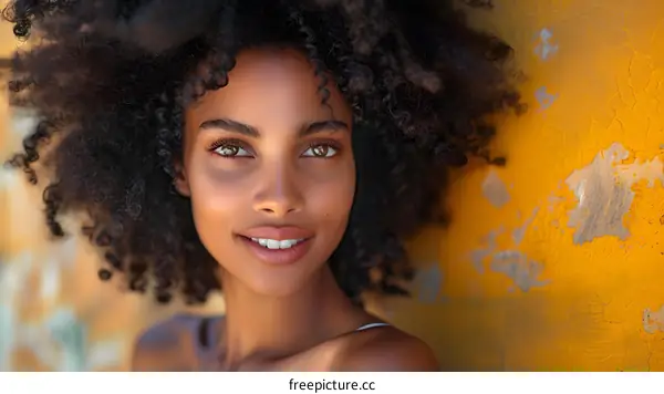 Smiling Woman with Afro Hair