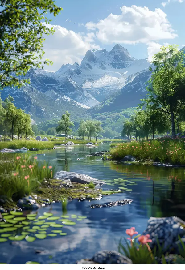 Serene Mountain Lake Landscape