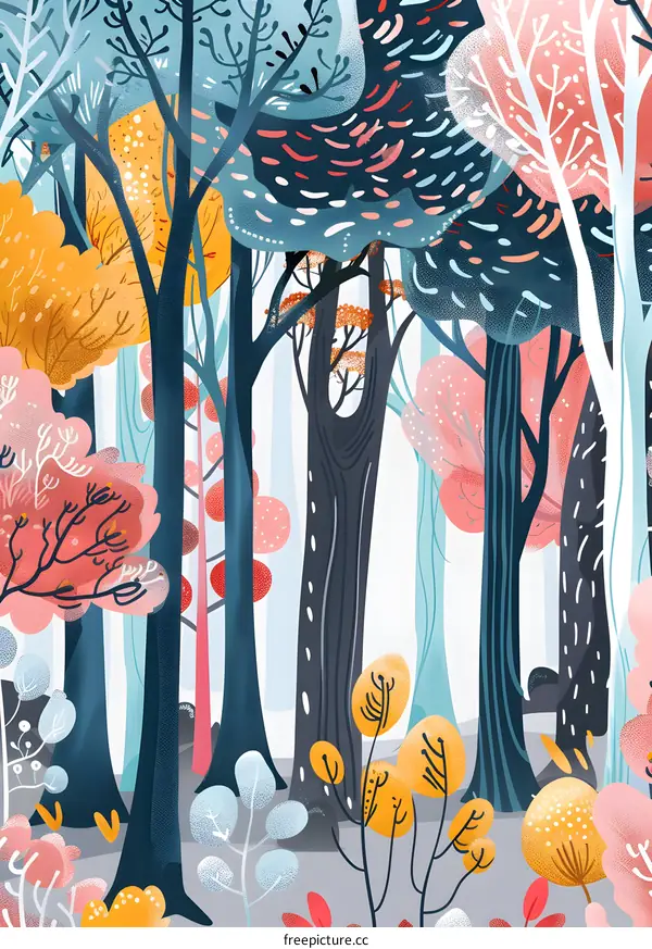 Colorful Abstract Illustration of a Forest