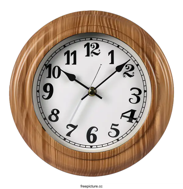 [Transparent Background PNG]Wooden Round Wall Clock With Roman Numerals